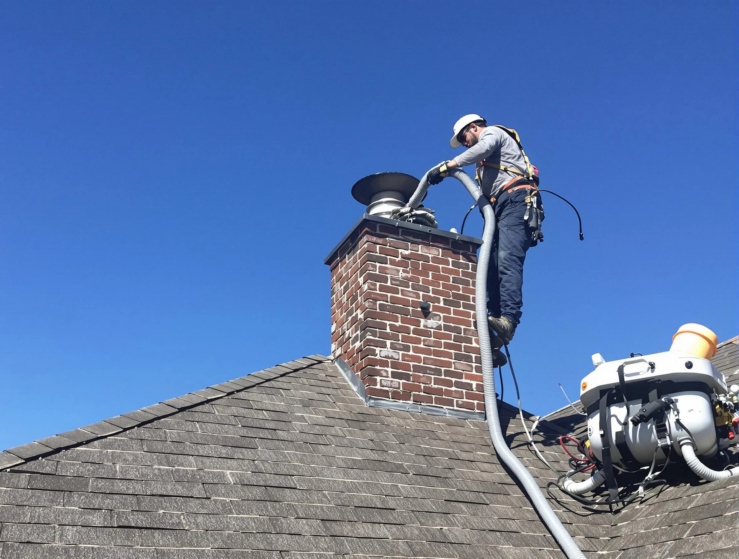 Dedicated Edgewater Chimney Sweep team member cleaning a chimney in Edgewater, CO