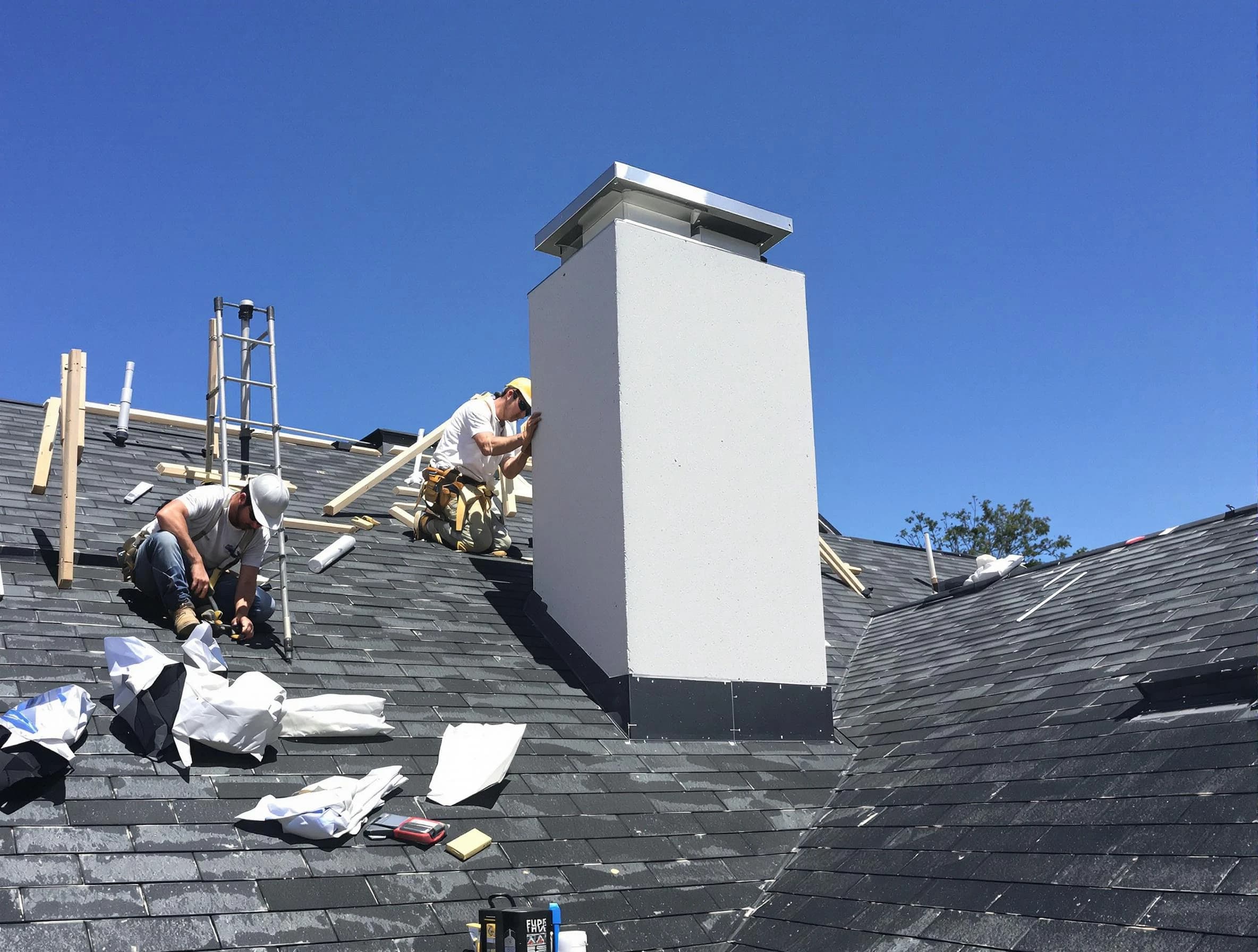 Edgewater Chimney Sweep crew installing a new chimney in Edgewater, CO