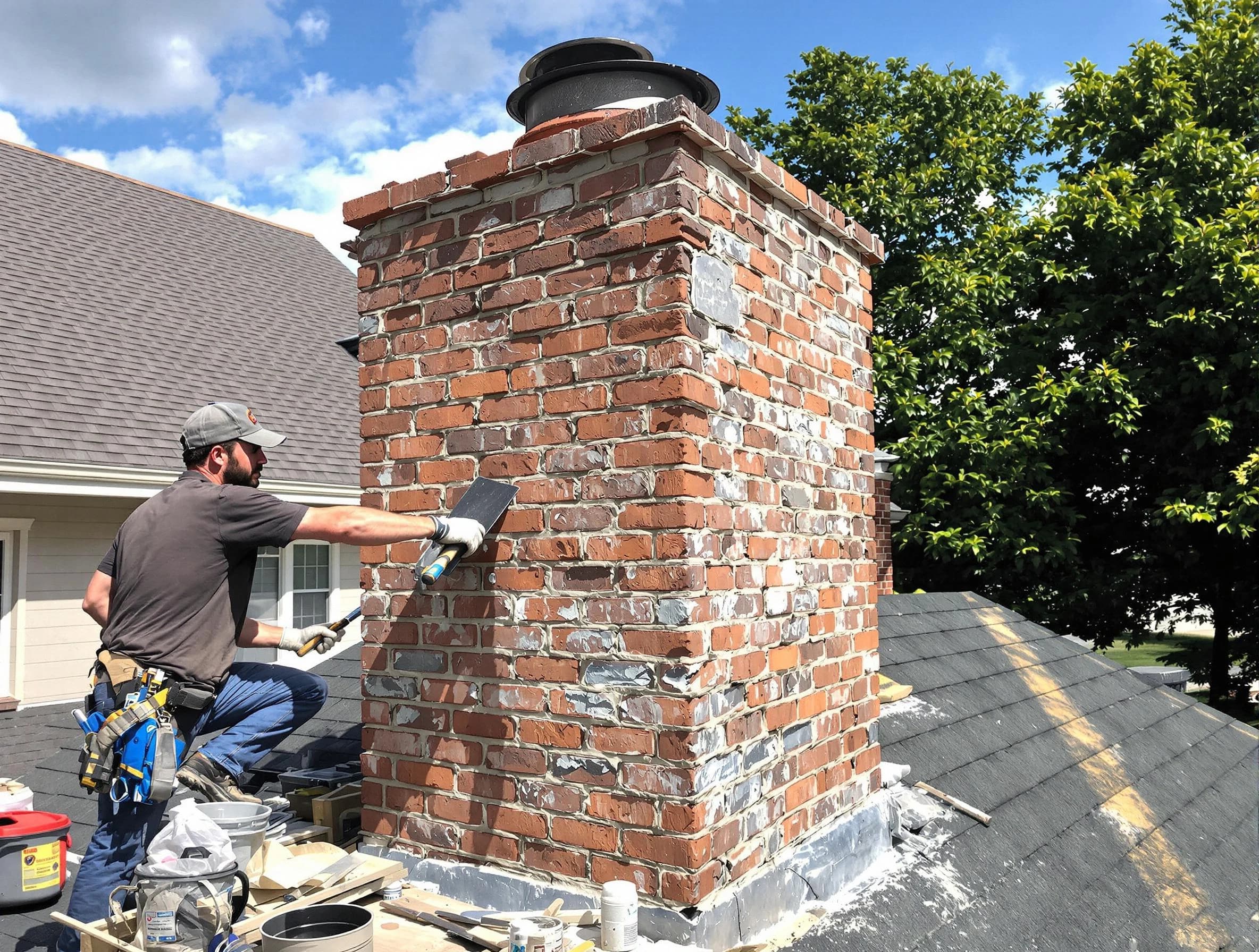 Completed chimney rebuild by Edgewater Chimney Sweep in Edgewater, CO