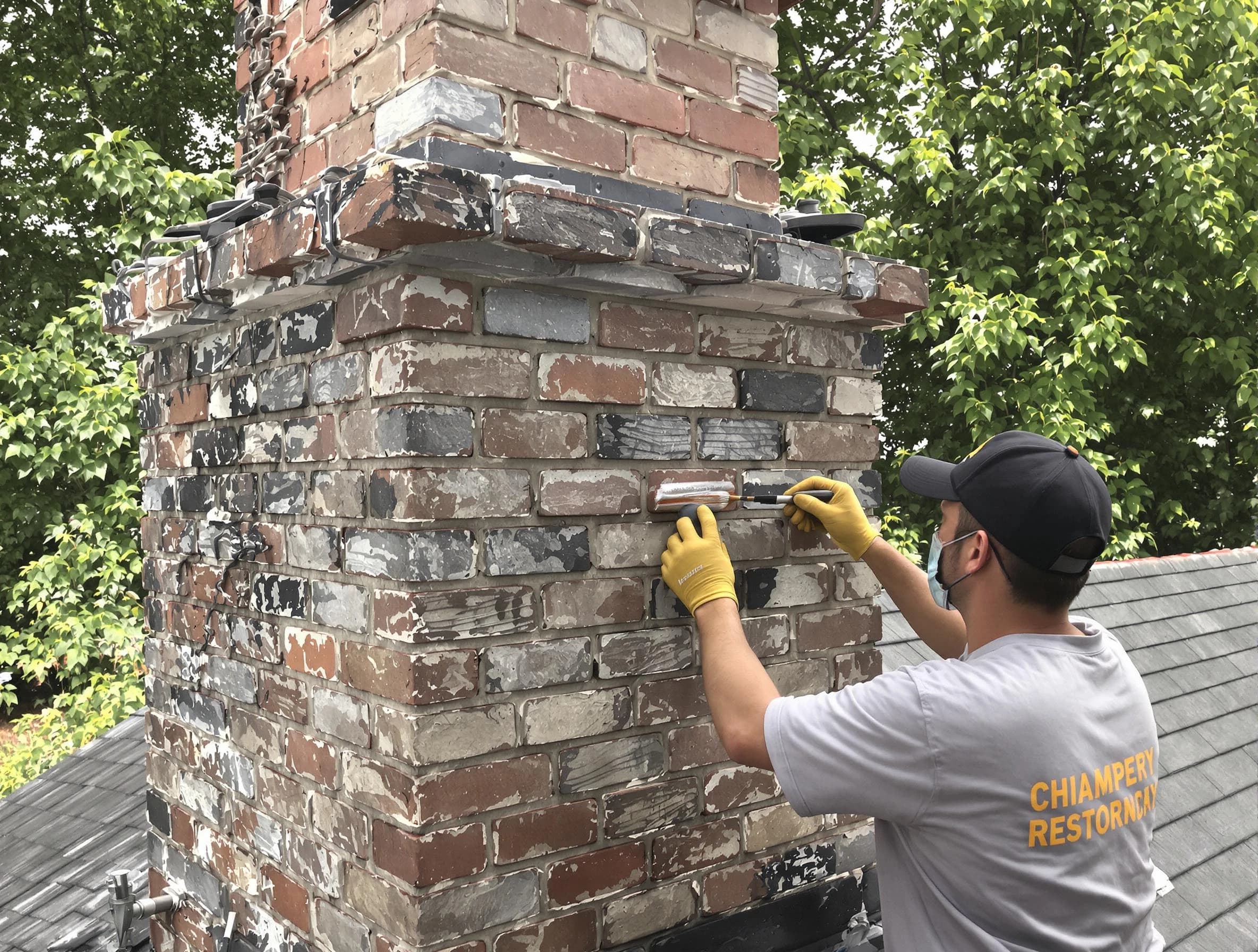 In-progress chimney restoration by Edgewater Chimney Sweep in Edgewater, CO